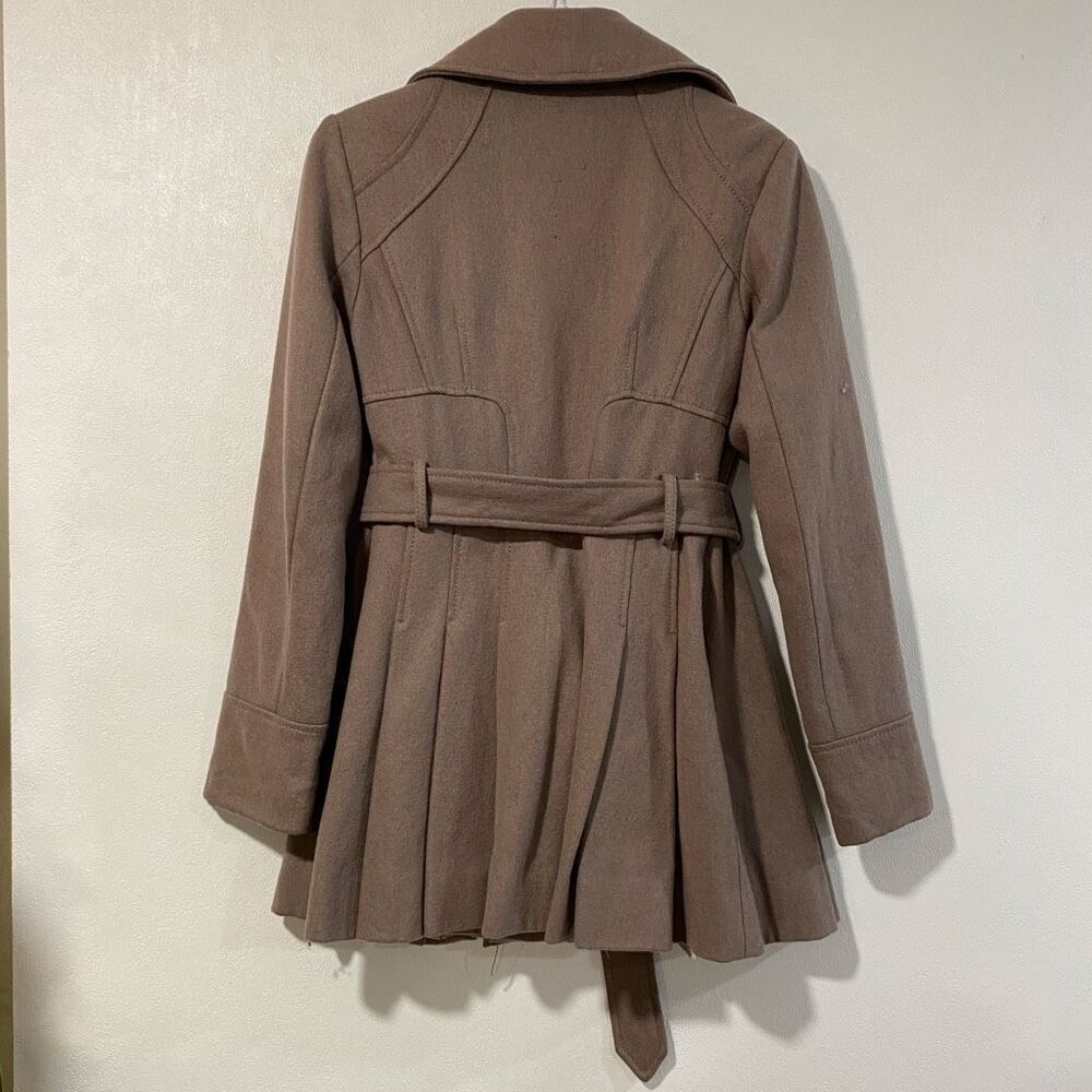 GUESS Los Angeles Women’s Medium Wool Blend Belted Peacoat | Brown Fit & Flare J - Picture 2 of 5